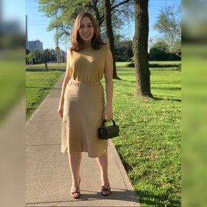 100% Raw Linen Midi Skirt